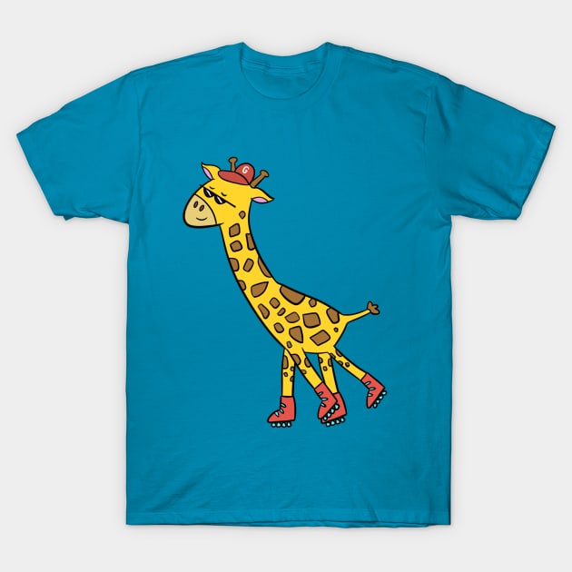 Rollerskater Giraffe T-Shirt by michudesigns